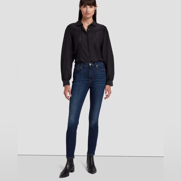 Seven for all mankind GENEVIEVE high rise cropped raw hem jeans size 26 - Picture 1 of 13